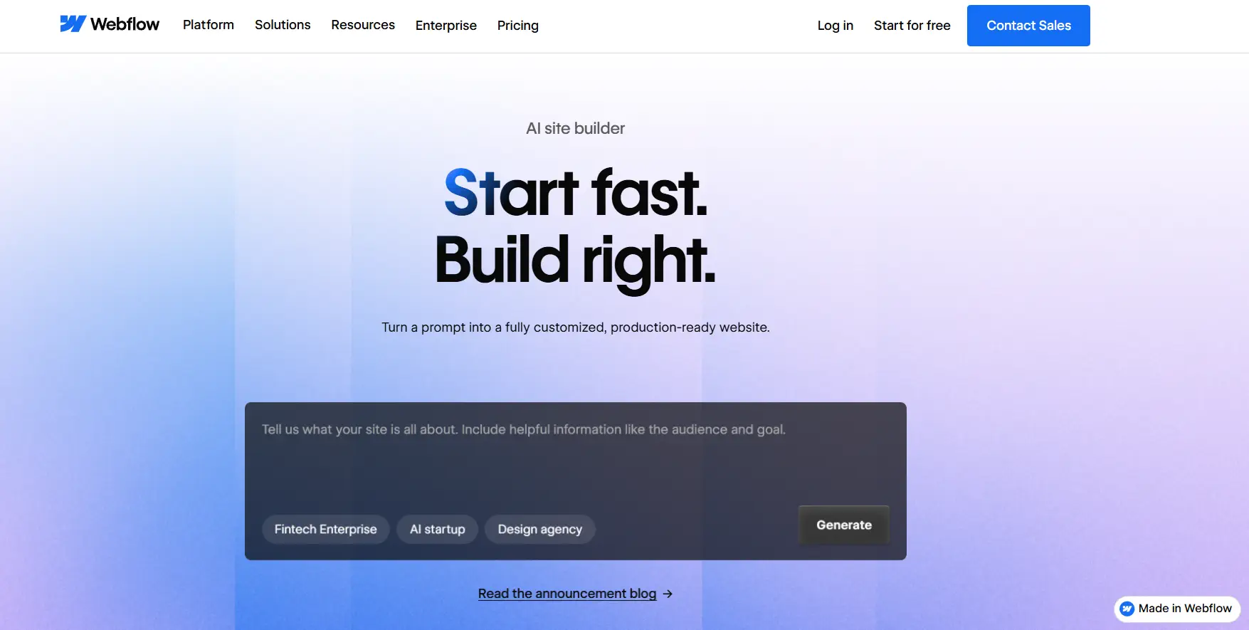 ساخت سایت با هوش مصنوعی بدون کدنویسی با Webflow