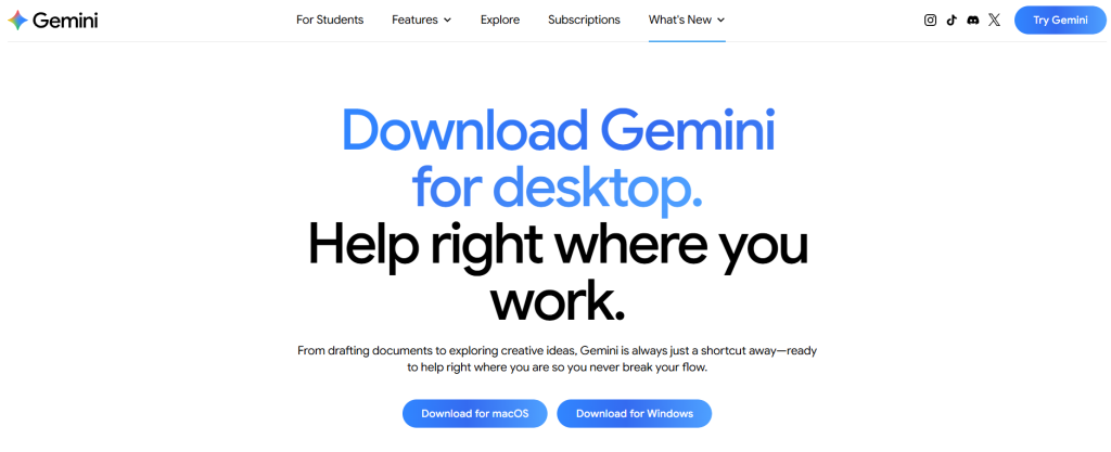 اپلیکیشن گوگل جمنای Gemini برای ویندوز